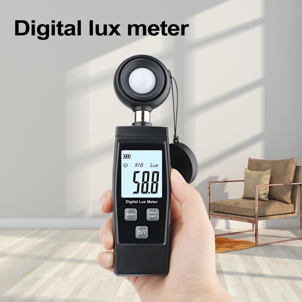 Light Meter Handheld Lux Meter for Ambient Light Intensity Monitoring Digital Photometer Range 200000 Lux Illuminance Sensor