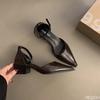 Fashion Spring Summer New Niche Temperament Single Shoe Shallow Mouth Simple Comfortable Versatile Casual Black Mid Heel Pointed Sandals