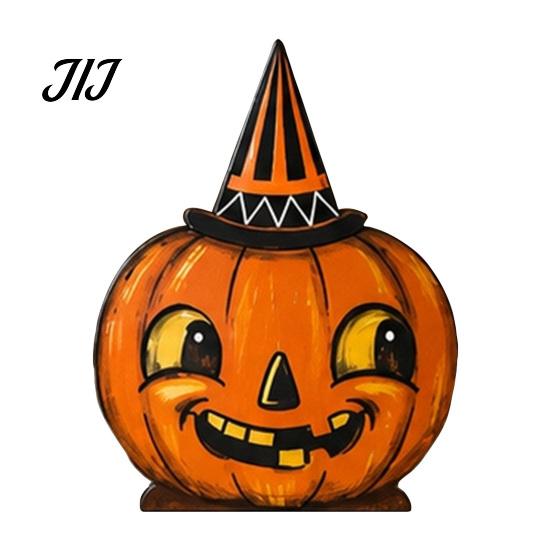 Collectible Holiday Wood Figures Wooden Halloween Ornaments, Retro Desktop Decorations for Home Table Tiered Hand Painted Figurine Tray Decor, Rustic