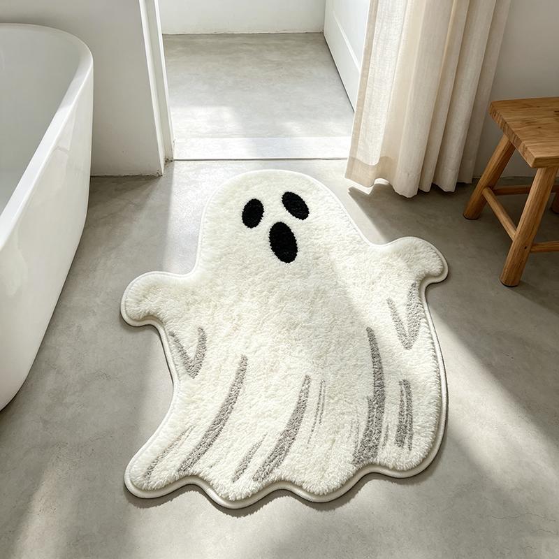 Irregular Ghost Pumpkin Witch Hat Rug Soft Non‑Slip Floor Mat Halloween Style For Shower Room Bedroom Entry Home Decor