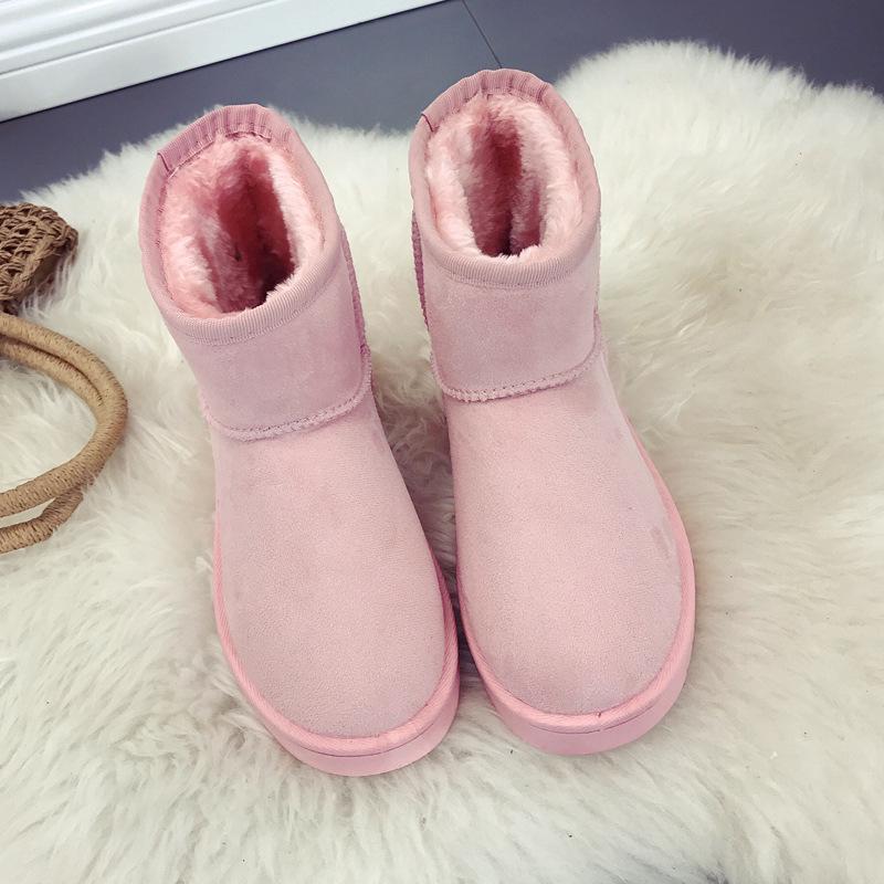 Зимние низкие сапоги-дутики из искусственного меха, низкий верх, утолщенная замша, круглый носок, плоский каблук, коричневые, повседневные, женские