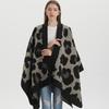 Women's Leopard Print Big Shawl New Autumn and Winter Big-name Imitation Cashmere Split Cape Scarf Catwalk Criticism