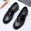 Обувь Мужская весенняя повседневная кожаная обувь, кожаная универсальная обувь Дуду, черная обувь для ленивых, увеличивающая рост с одной педалью