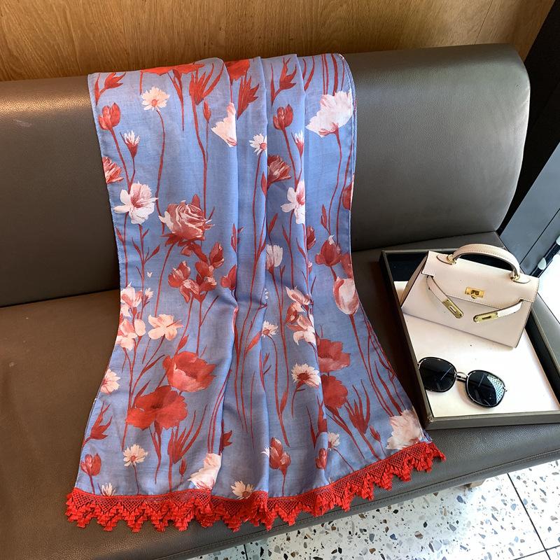 Summer Shawl Fashion Versatile Vacation Sunscreen Beach Shawl Sunscreen Women'S Balinese Yarn Ethnic Shawl
