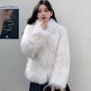 Женская меховая куртка легкая новая имитация лисьего меха короткая стойка воротник теплая шерстяная куртка хлопковая куртка зимняя