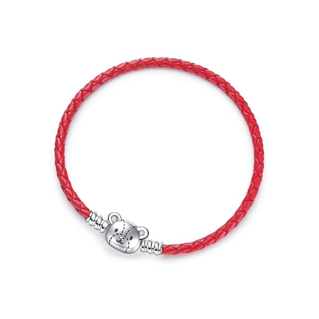 Серебряный Браслет с Кожаным Шнурком Hello Kitty для Женщин Femme Медведь Змея Ювелирные Изделия Аксессуары Подарок Браслет