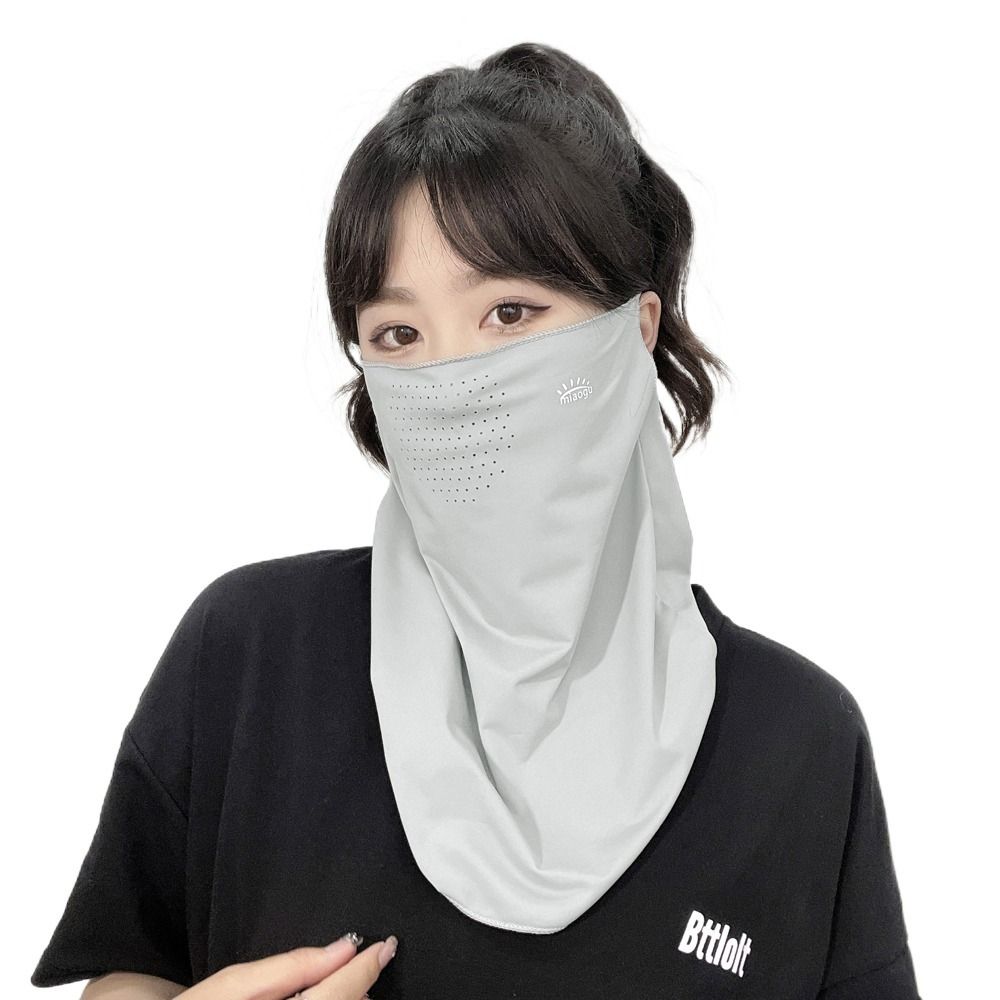 Letter Ice Silk Sunscreen Mask Breathable Neckline Face Cover Breathable Summer Face Veil Cycling