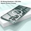Магнитный чехол для беспроводной зарядки для Samsung Galaxy S22 Ultra S23 S21 Plus S20 FE, металлический бампер, алюминиевый прозрачный чехол для телефона