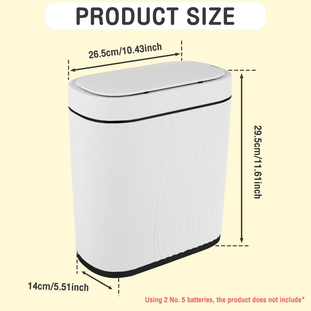 Мусорное ведро с датчиком движения 7000 мл Бесконтактное автоматическое мусорное ведро Питание от батареек Умное мусорное ведро для дома, ванной комнаты, кухни, офиса
