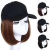 Бейсбольная шляпа, короткий прямой парик, натуральное термостойкое высокотемпературное волокно, коричневая, черная шляпа из синтетических волос для девочек