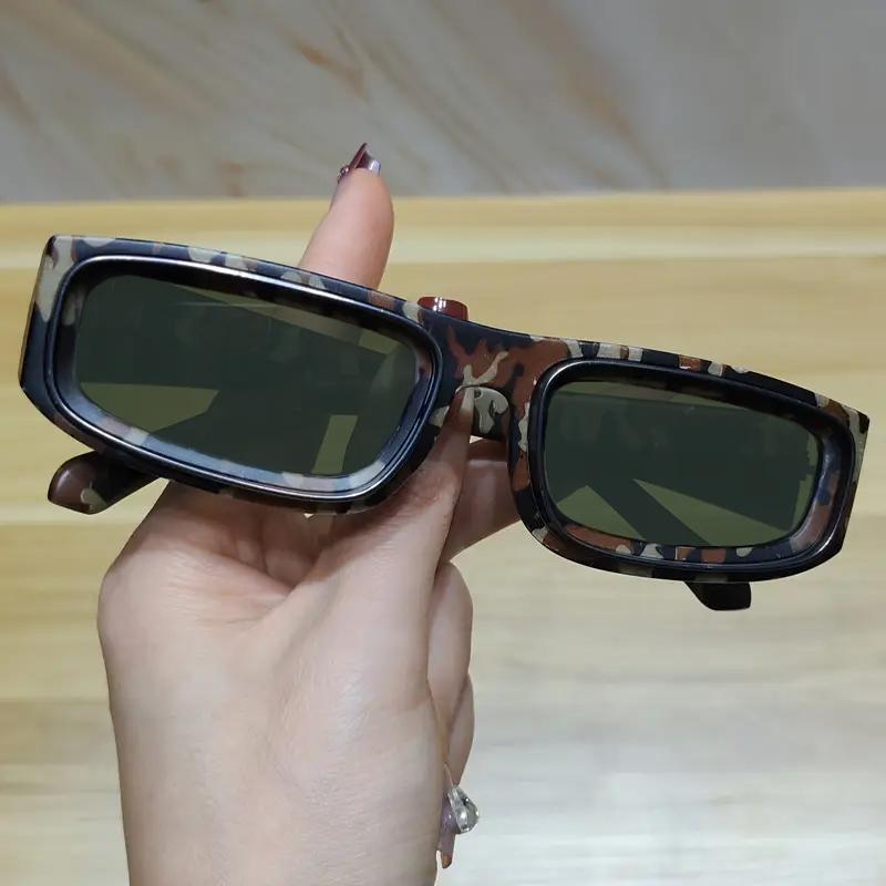 Rectangular Sunglasses Women Men Small Double Circle Frame Sun Glasses Trendy Travel Style Punk Eyewear
