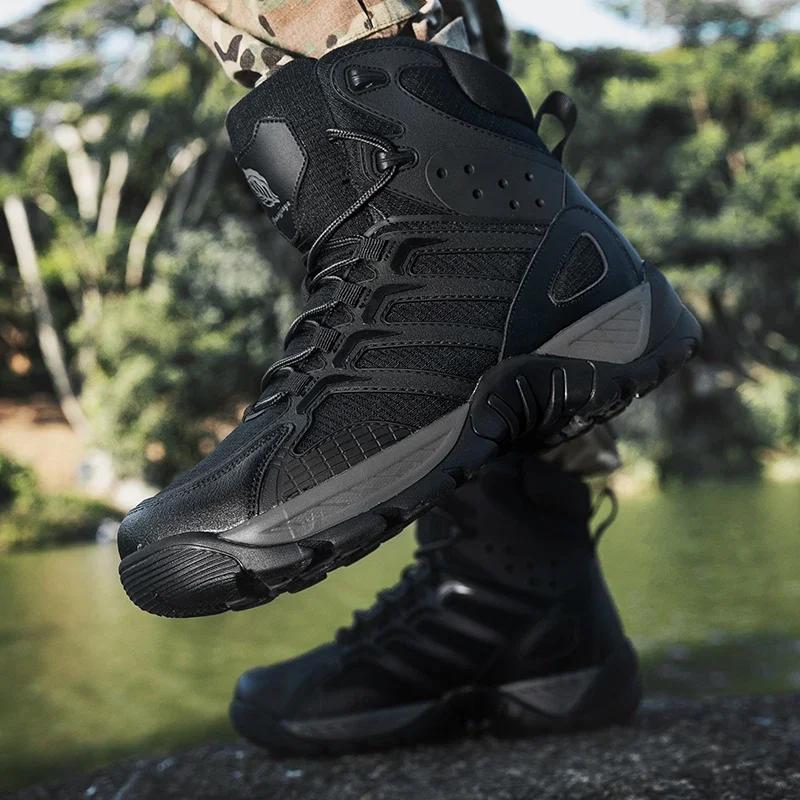 Модные мужские ботинки Удобные высокие ботинки Нескользящие походные ботинки для активного отдыха Легкие мужские ботинки для пустыни Мотоциклетные ботинки