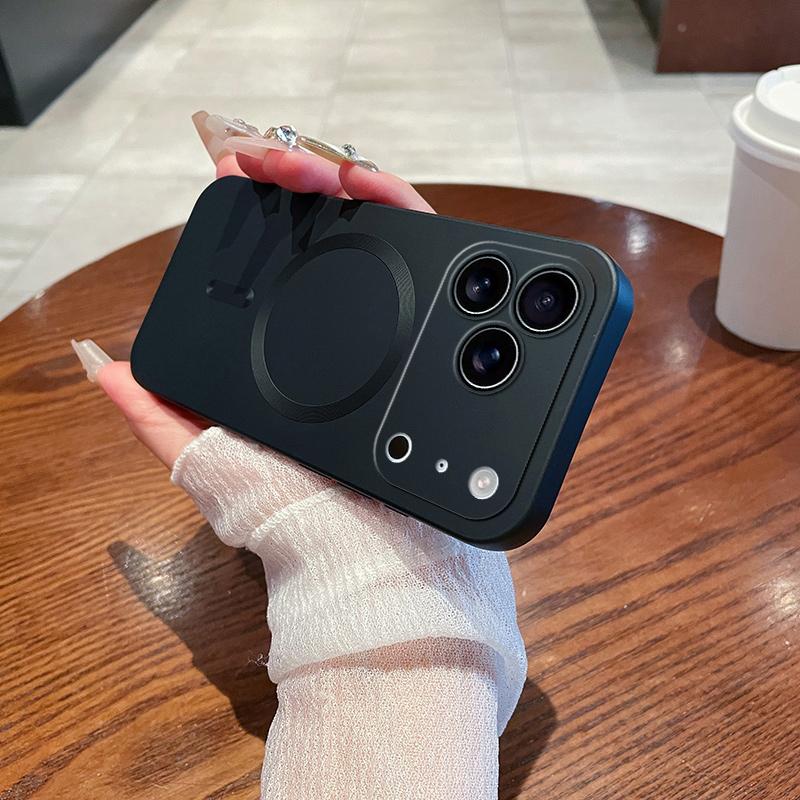 Силиконовый мягкий чехол для телефона с металлическим покрытием для Apple iPhone 17 Air 16 15 14 13 12 11 X XS XR Pro Max Магнитная крышка MagSafe
