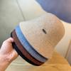 Cashmere Wool Metal Label Fisherman Hat Women's Autumn and Winter Retro Versatile Large Brim Round Face Warm Basin Hat Black