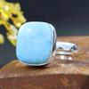 Кольцо с натуральным драгоценным камнем ларимар, кольцо-подушка, ювелирные изделия ручной работы, эффектное кольцо, ювелирные изделия с камнем, серебро 925 пробы