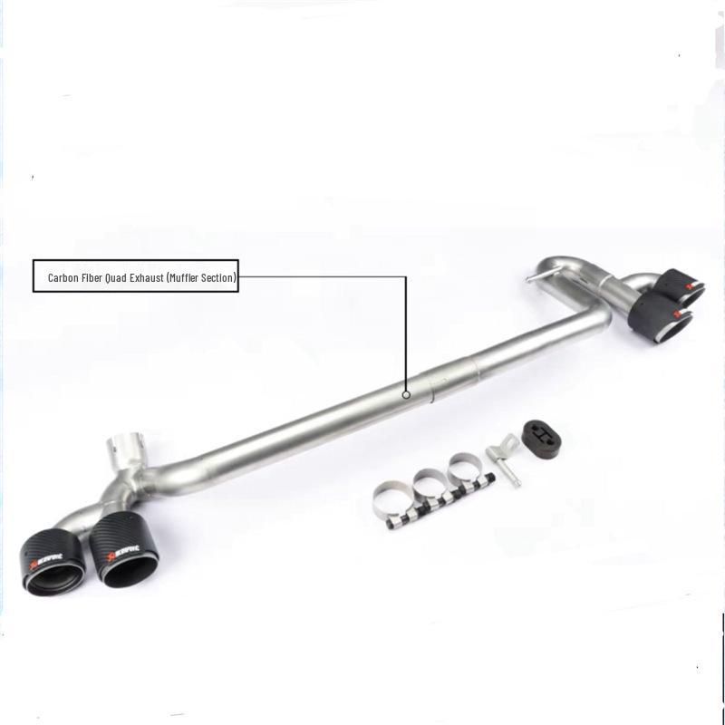 Black Carbon Fiber Stainless Steel Quad Exhaust Tips for VW Lavida - No Welding Needed
