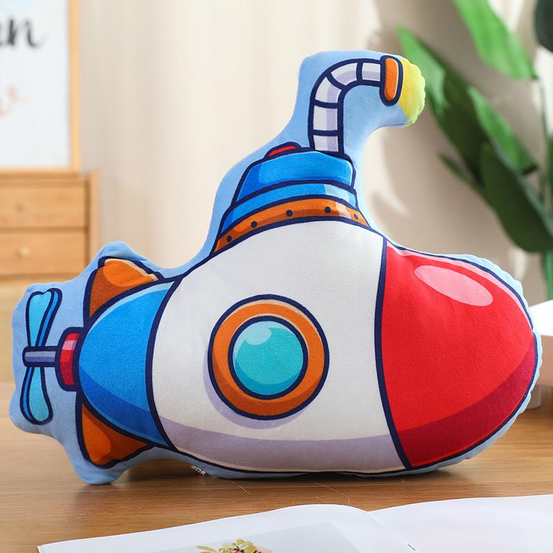 Childrens Aircraft Tanks Excavators Fire Trucks Bicycles Plush Pillows For Kids Bedroom