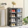 Clear Shoe Storage Box with Magnetic Door Large Capacity Stackable Transparent Dustproof Shoe Display Organizer Container