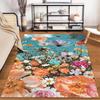 Colorful Floral Pattern Carpet with Butterflies Sky Design Decor Rug Suitable for use as an anti-slip for living room bedroom sofas