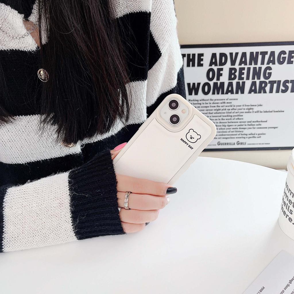 Кожаный чехол Happy Bear для Iphone Xr Xsmax X 13 12 11 Promax 14 Pro Max, мягкий силиконовый чехол для телефона с милым мультяшным рисунком