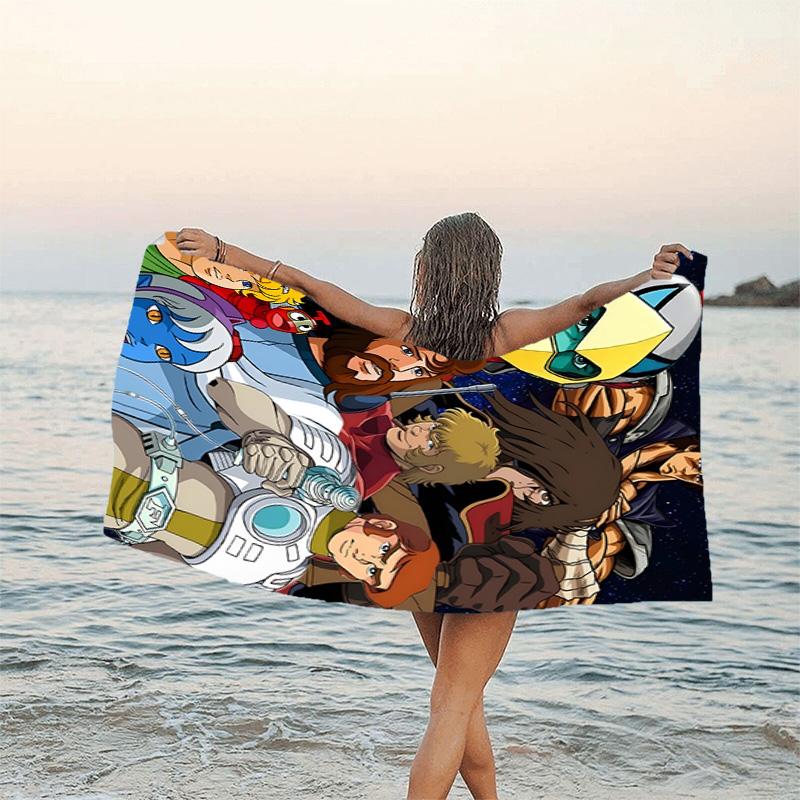 1pc UFO Robot Grendizer8 Beach Towel, Beach and Seaside Swimming Pool Equipment, Fashion Pattern, Rectangular, Travel Essentials
