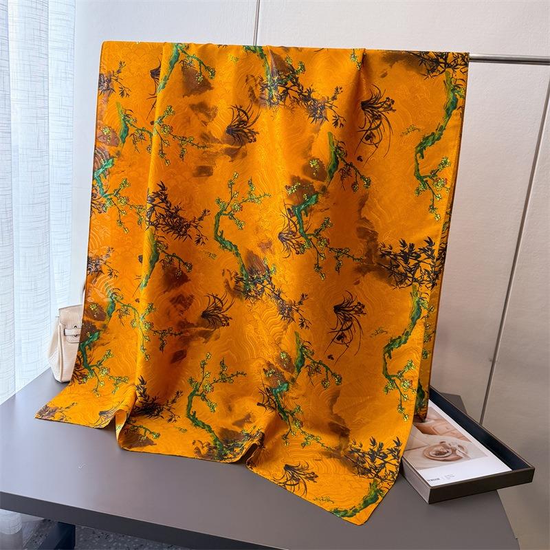 Jinzhi Cuiyun Printed Fragrant Cloud Yarn Spring and Summer New Silk Scarf Large Long Scarf Travel Shawl Sunscreen Women's Scarf Headscarf