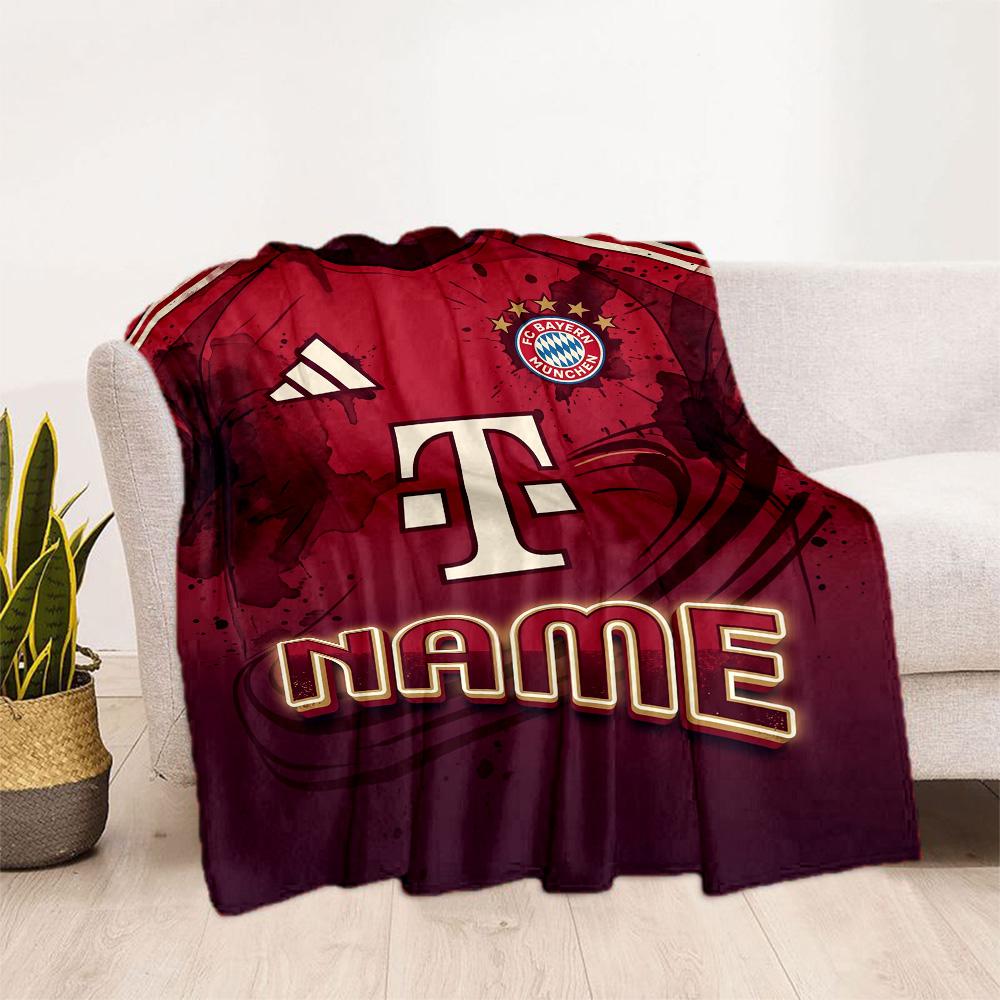 Bayern Munich Soccer Art Customize Text Blanket Multi-purpose Customizable Blanket Durable Comfort Great for Bed Office Chair Bedding for All Occasion