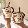 Кружка детская с милым изображением собаки таксы, чашка для девочек, для офиса, с крышкой и ложкой, бытовая кружка для питья, подарок на день рождения