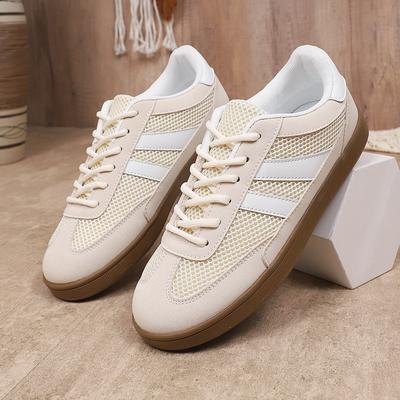 Дышащая Повседневная Женская Обувь Весенний Новый Стиль Универсальная Спортивная Обувь на Плоской Подошве Удобная Резиновая Подошва Однотонная Обувь для Взрослых