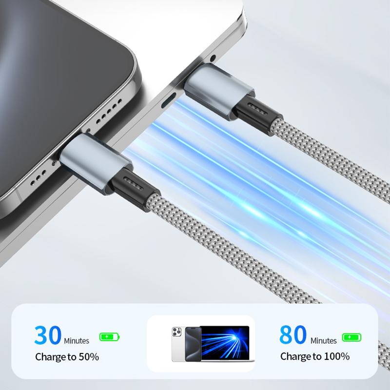 0.3m Type-C to Lightning 8Pin Cable PD 27W 480Mbps Data Cord Magnetic Storage Line