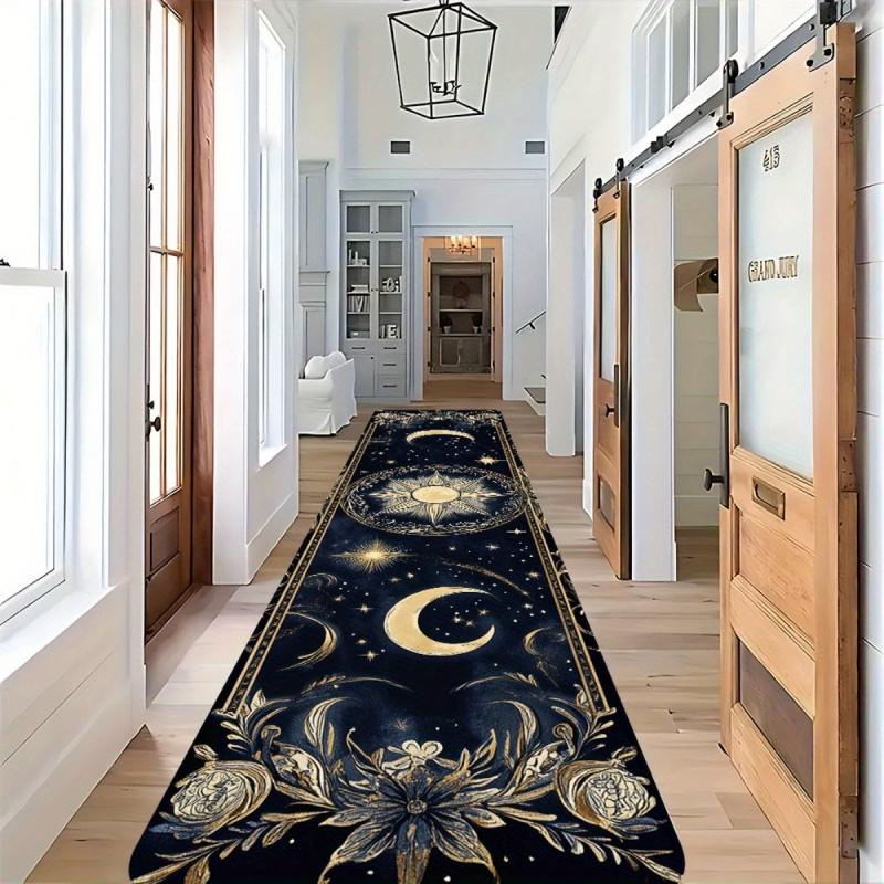 Star and Moon Tarot Card Long-Striped Corridor Carpet Anti-Slip Washable Kitchen and Bedroom Floor Mat Home Decoration