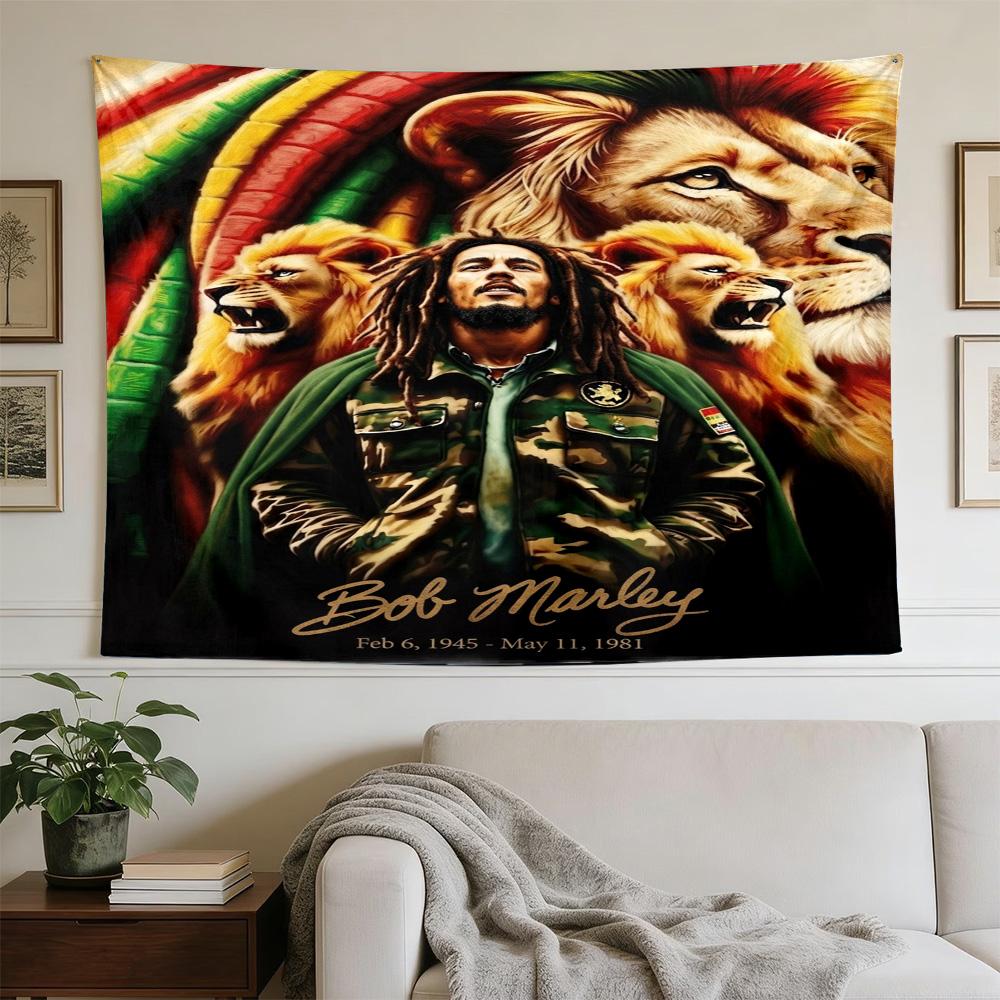 Bob Marley Reggae One Love Reggae Decorative Wall-Hanging Tapestry, Home Ornament for Living Room,Dorm and Fan Parties,Multi-style,celebrities,cartoon