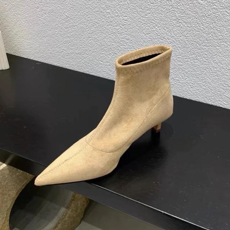 Pointed Toe Ankle Boots Women High Heels Suede Shoes Winter 2025 Trend Sexy Elegant Office Shoes Fashion Party Pumps Botas Mujer