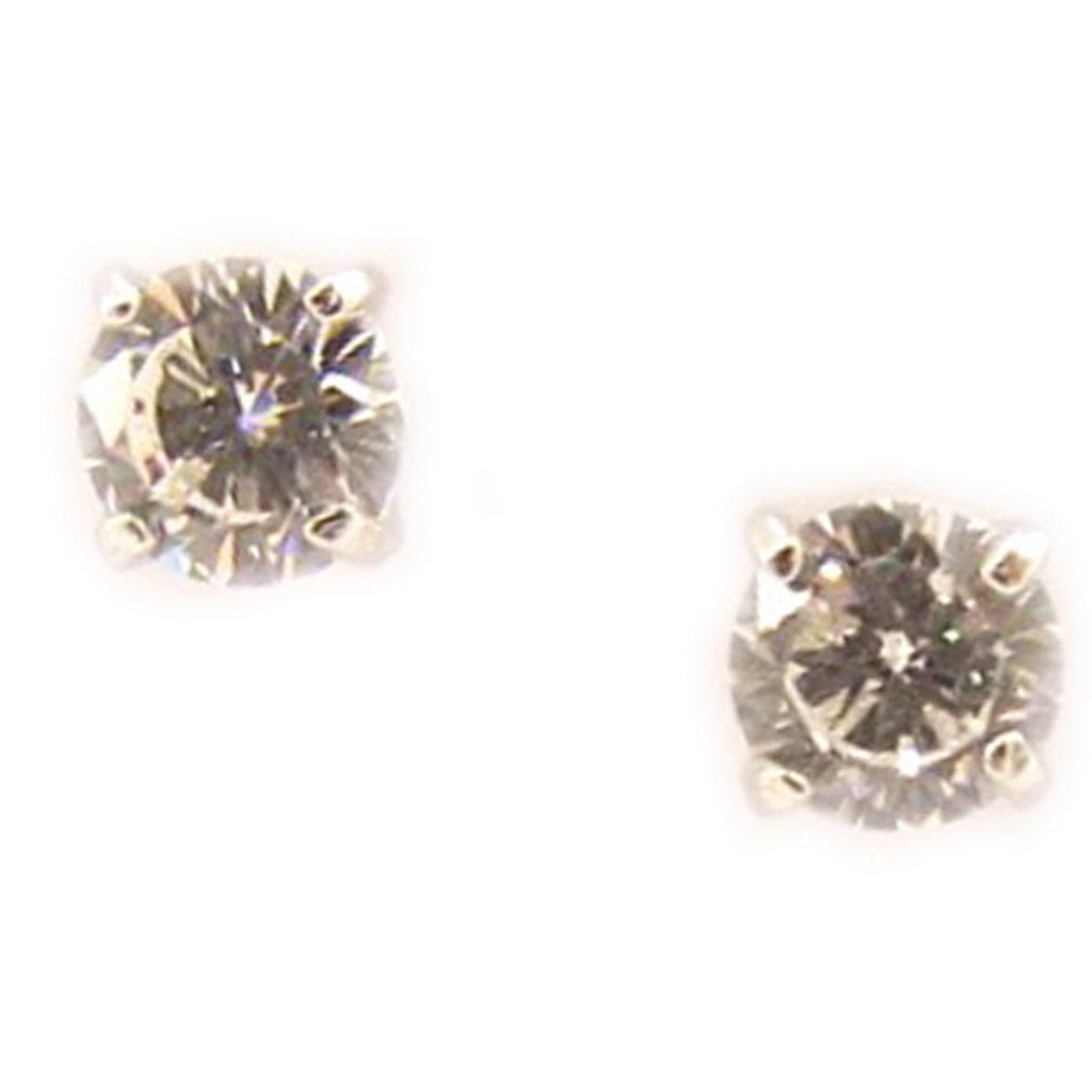 Les Trésors De Lily [L5021] - White 'Essentiel' Silver Earrings 4 Mm
