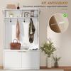 4-in-1 Coat Rack and Shoe Storage with Open Shelf, 100x38x172cm, White