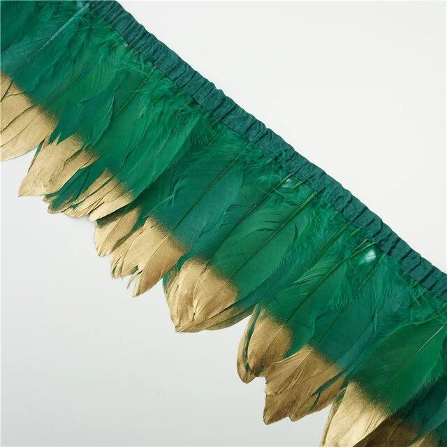 2 метра золотые, серебряные гусиные перья, отделка на ленте, бахрома, лента, гусиное перо для поделок, золотые аксессуары для рукоделия, украшение