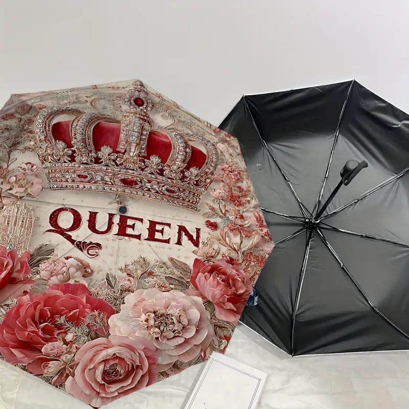 1PC Crown Queen Umbrella-8-Rib Reinforced, Automatic Open, Lightweight & Durable, Cute Fashion Accessory for Outdoor-P19