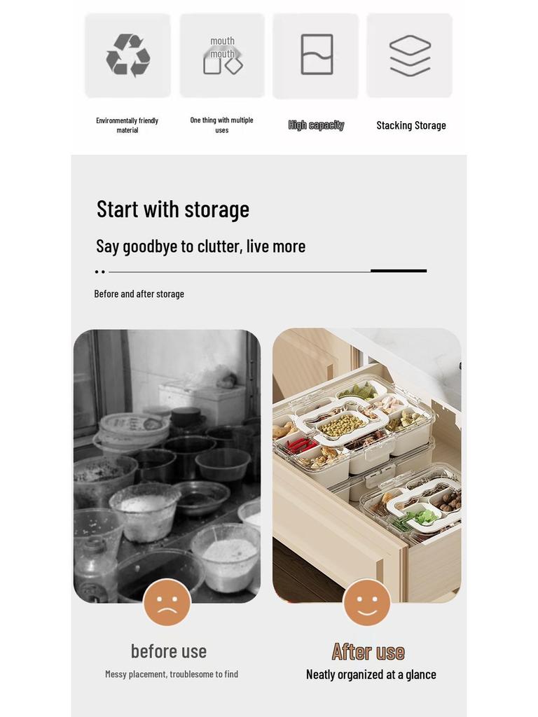 Портативный многосекционный контейнер для хранения специй и фруктов