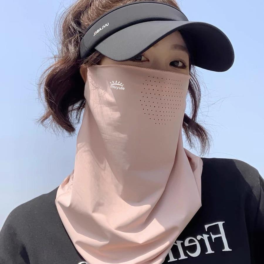 Летняя солнцезащитная маска из ледяного шелка, защита от ультрафиолета, защита от солнца, солнцезащитный крем для лица с полями, защита от солнца для езды на велосипеде на открытом воздухе