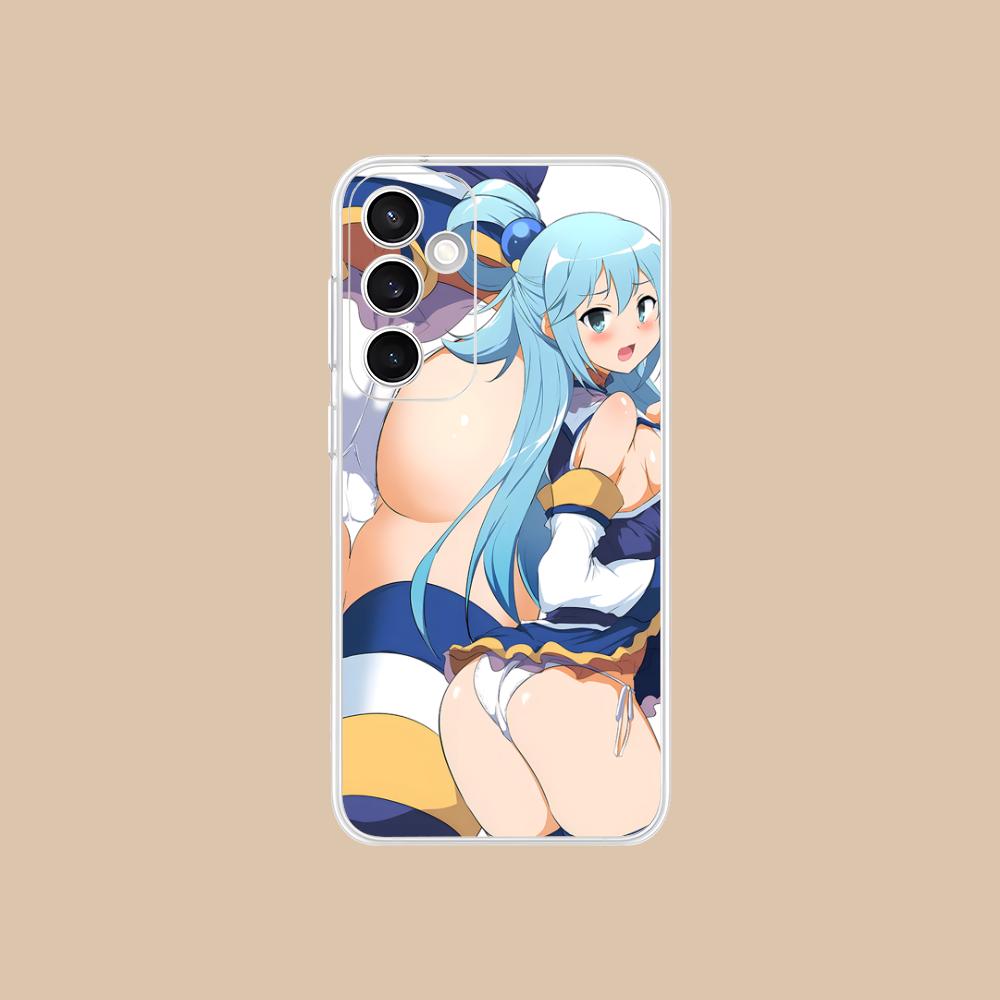 Чехол для мобильного телефона Konosuba Aqua для Samsung Galaxy S25 S24 S23 S22 S21Plus FE Ultra Прозрачный Цветной Защитный Смартфон Красивый