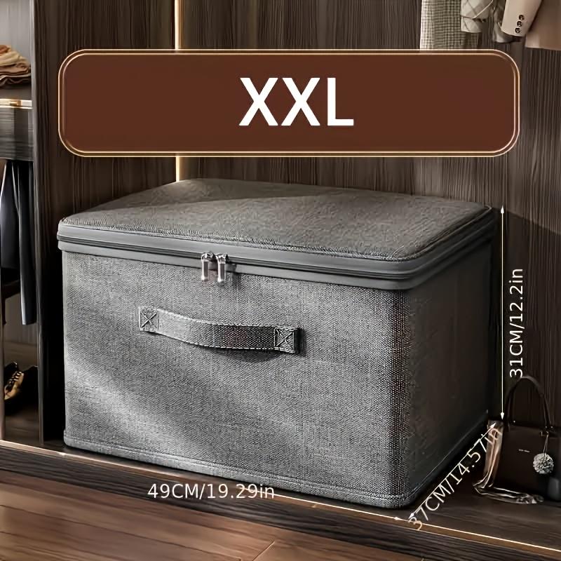 Набор 2шт.: Большой прочный складной контейнер для хранения с замком | Идеально подходит для организации одежды в шкафу и наведения порядка в гостиной, Изготовлен из холста