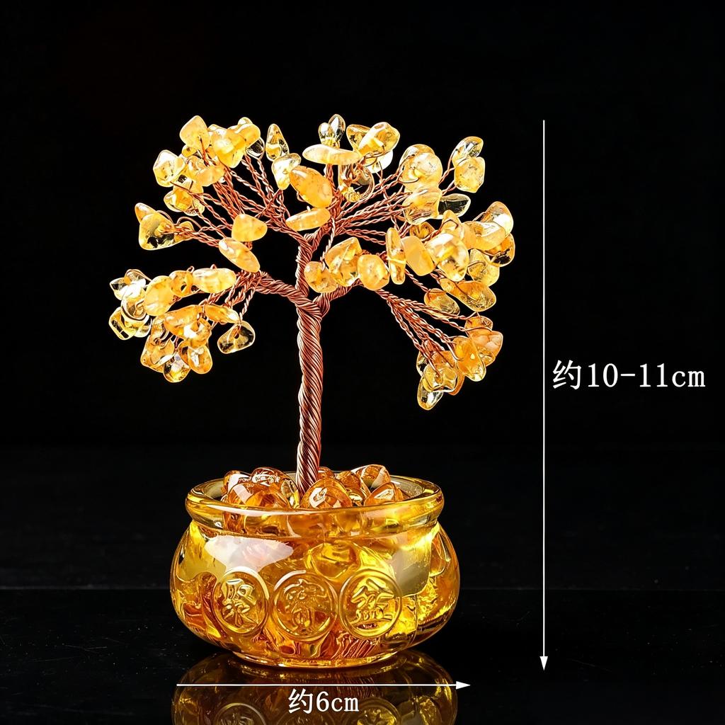 Natural crystal shake money fortune tree fish tank ornament office ornament lucky small ornament creative transshipment gift