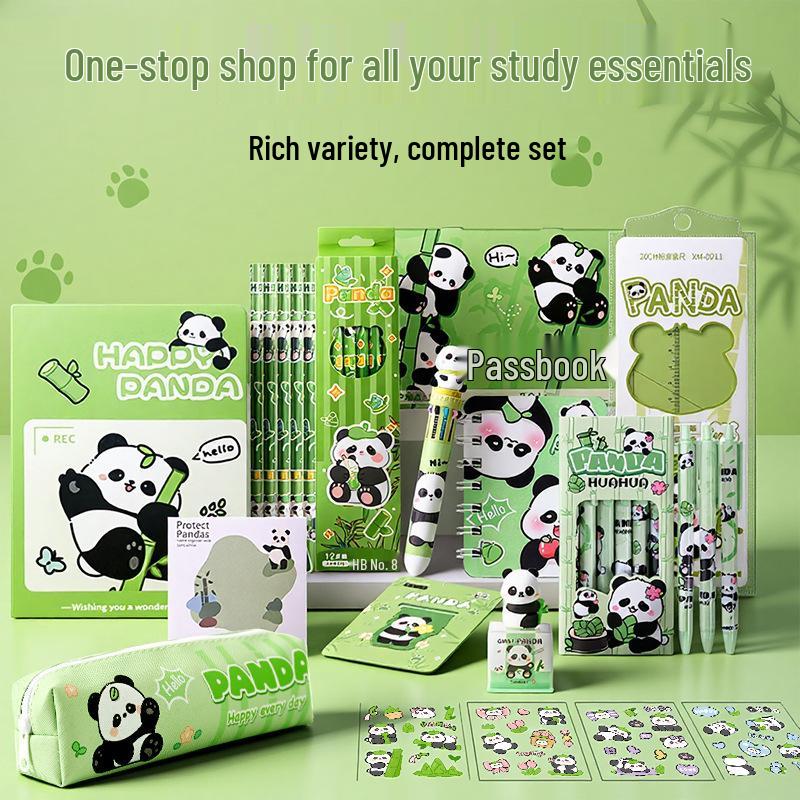 Подарочный набор канцелярских принадлежностей с пандой для школьников: Идеально подходит для обучения, призов в классе, корпоративных подарков или сувениров на день рождения.