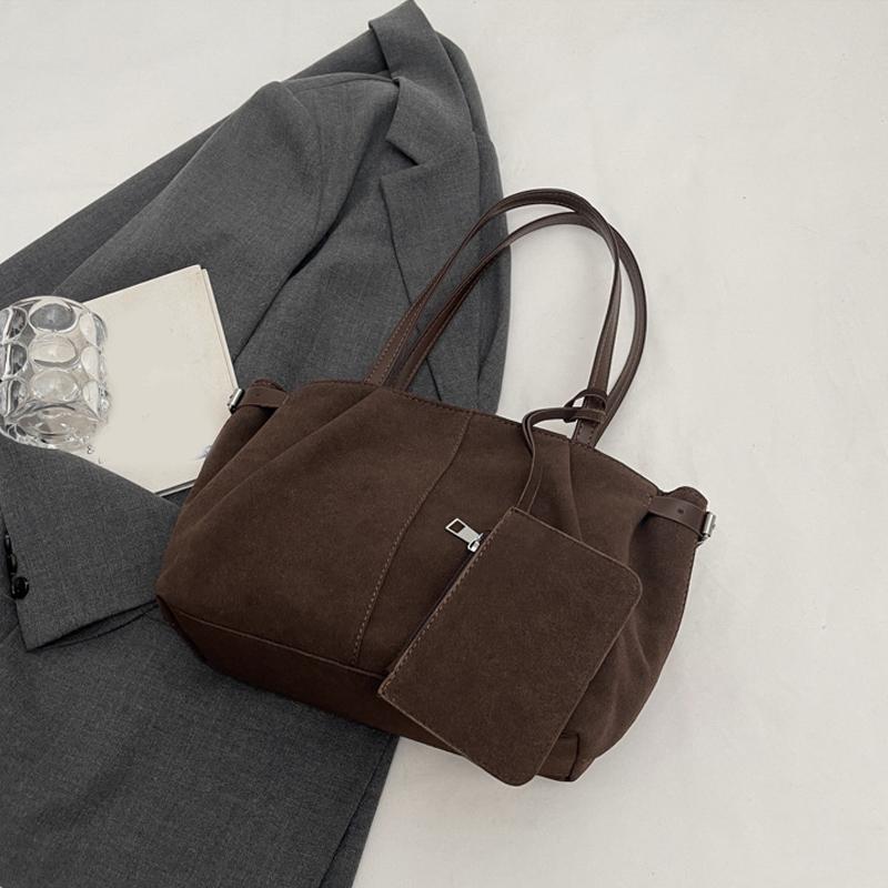 Yogodlns Замшевые сумки через плечо для женщин, вместительные сумки-тоуты, легкая сумка под мышкой, повседневная сумка-шоппер, однотонная дорожная сумка-ведро