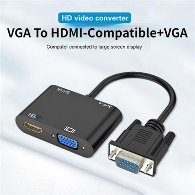 Адаптер, совместимый с Vga-HDMI, Vga-сплиттер с аудиоконвертером 3,5 мм для ПК-проектора HdTV