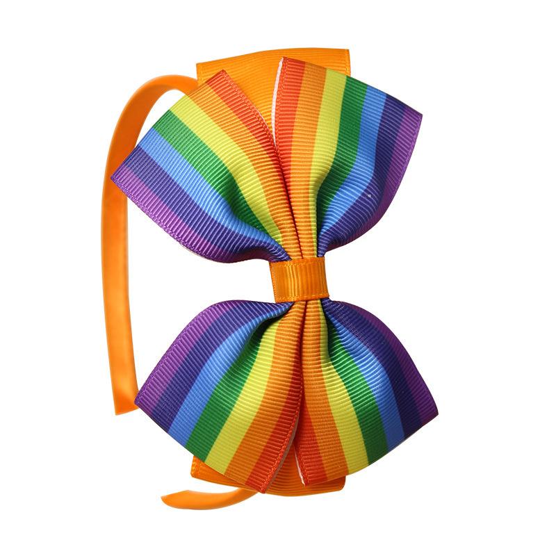 European and American Polyester Ribbed Ribbon Baby Bow Headband with Three-Layer Wrapped Knot and Handmade Flower.