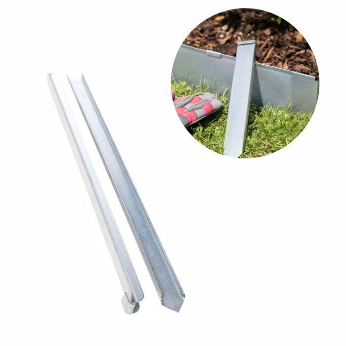 Chevilles de sol Alu/Zinc 40x2,6x0,2 cm pour bordures gazon étroites et bandes
