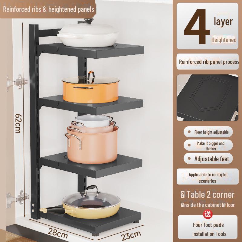 Многоуровневая стойка для хранения кастрюль на кухне, под раковиной и на столешнице
