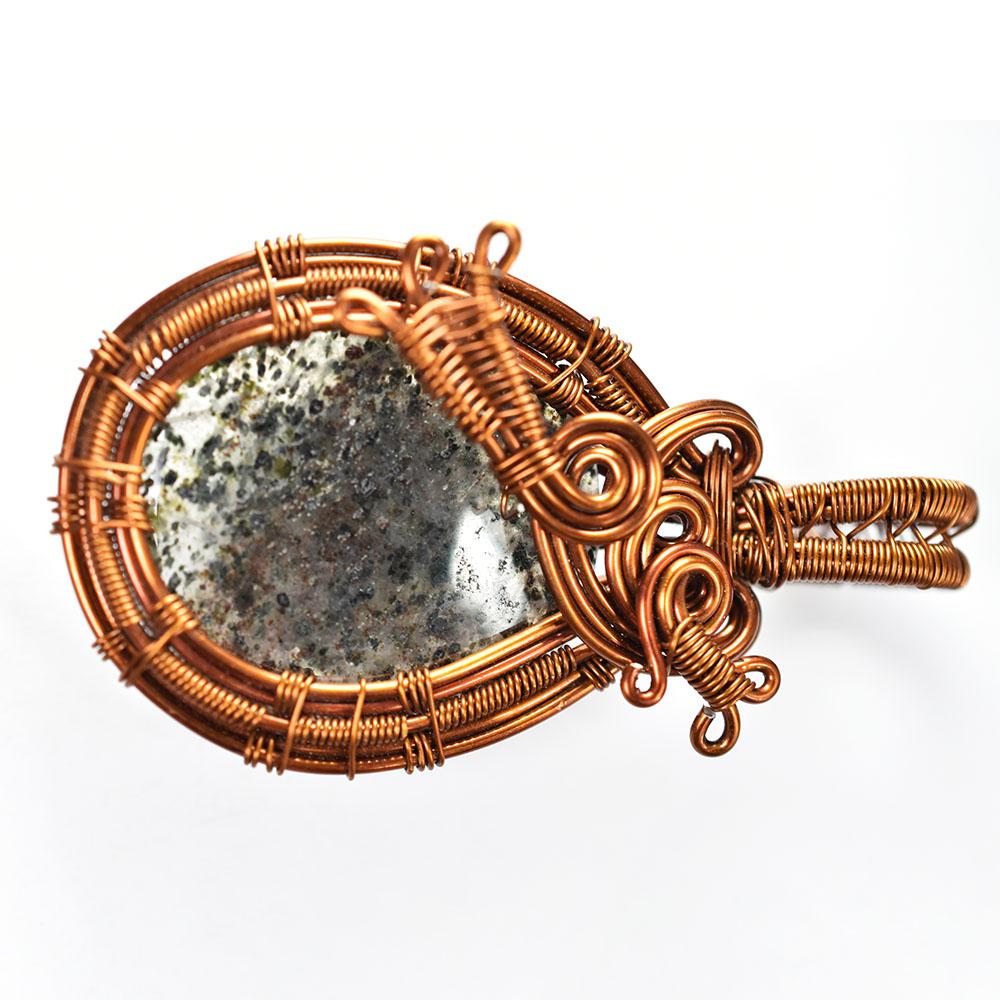79 ct Natural Dalmatian Jasper Copper Round Shape Wrapped Pendant Gemstone Jewelry Gift