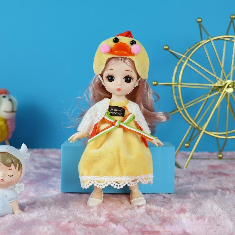 Мини-подвижная 13-шарнирная кукла 17 см, игрушка для девочек, 3D большие глаза, BJD принцесса, полная одежда, коллекция платьев, детская кукла в подарок